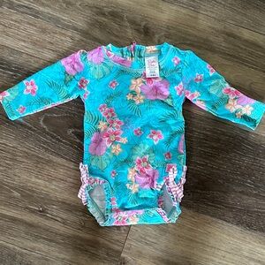 Ruffle Butts Floral Long Sleeve Baby Bodysuit